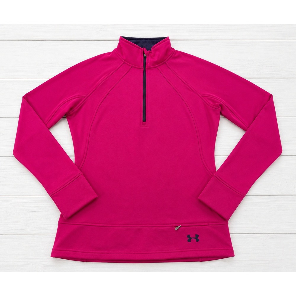 Under Armour Pullover Quarter Zip Fuchsia Pink Athletic Activewear Size M -4305